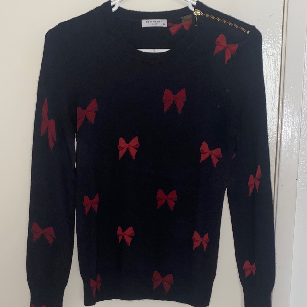 Equipment Black Sweater with Red Bows